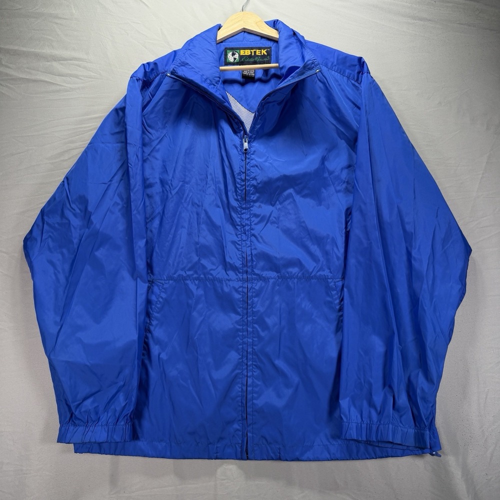 Vintage Eddie Bauer EBTEK Jacket Mens Large Tall LT Blue Windbreaker Lightweight